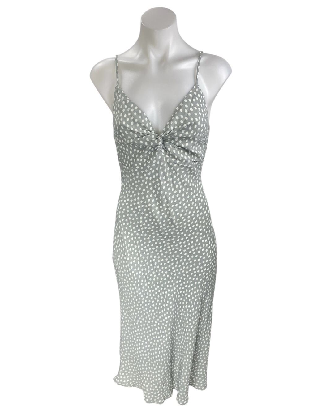NEW Abercrombie & Fitch Gray Polka Dots Sleeveless Twist Front Cami Slip Dress S